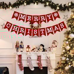 party holiday supplies, christmas decoration flag, home decoration, 16 pieces non-woven flags, perfect for christmas