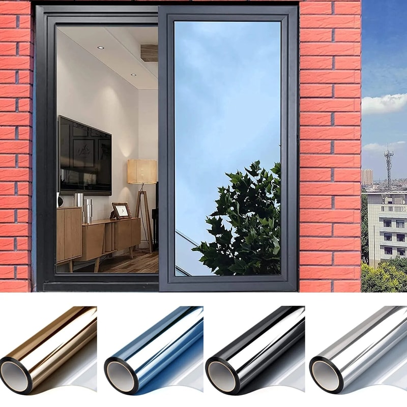 Privacy Window Tint Film One Way Mirror Glass Sticker Reflective Sun Blocking Film For Heat Control 1