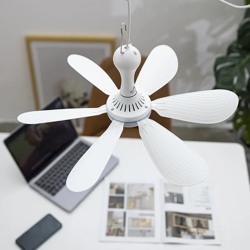 Silent 6 Leaves USB Powered Ceiling Canopy Fan With Remote Control Timing 4 Speed Hanging Fan For C 0