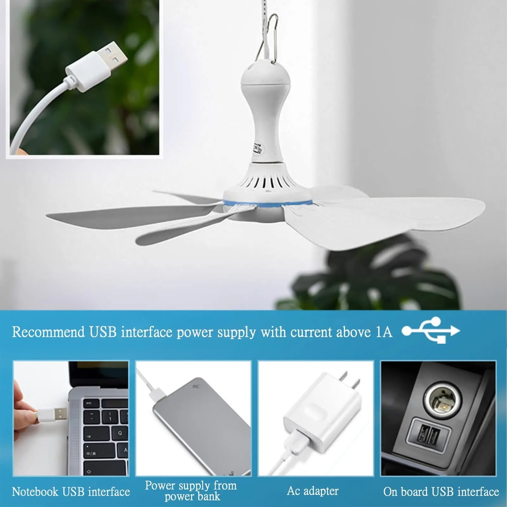 Silent 6 Leaves USB Powered Ceiling Canopy Fan With Remote Control Timing 4 Speed Hanging Fan For C 1