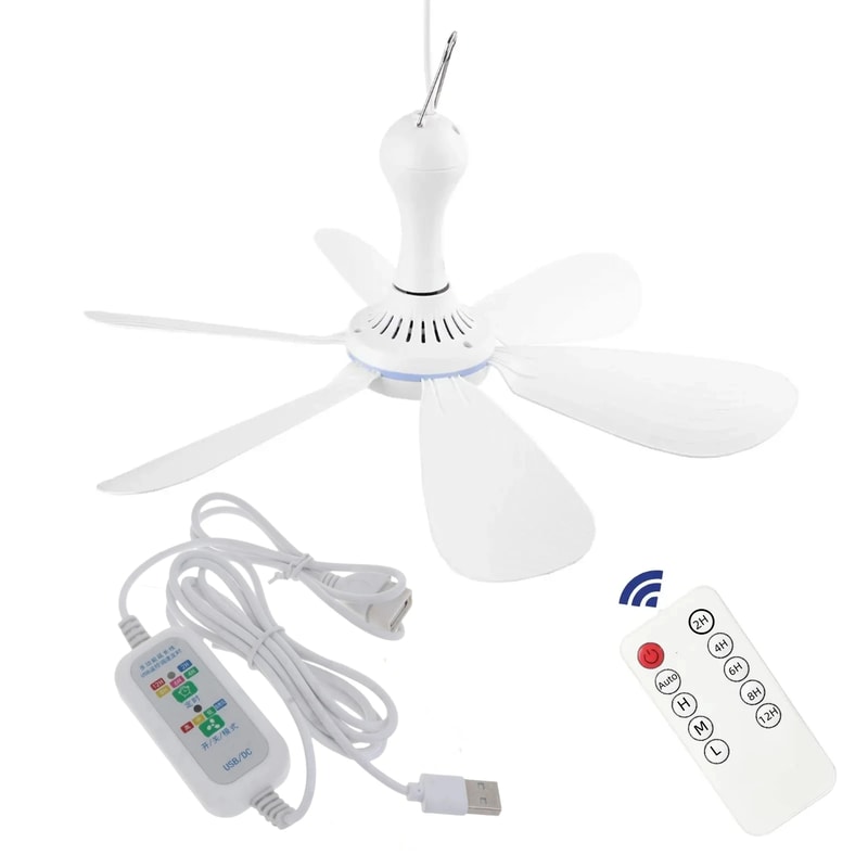 Silent 6 Leaves USB Powered Ceiling Canopy Fan With Remote Control Timing 4 Speed Hanging Fan For C 7