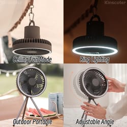portable rechargeable camping fan foldable tripod, wireless ceiling & desktop fan