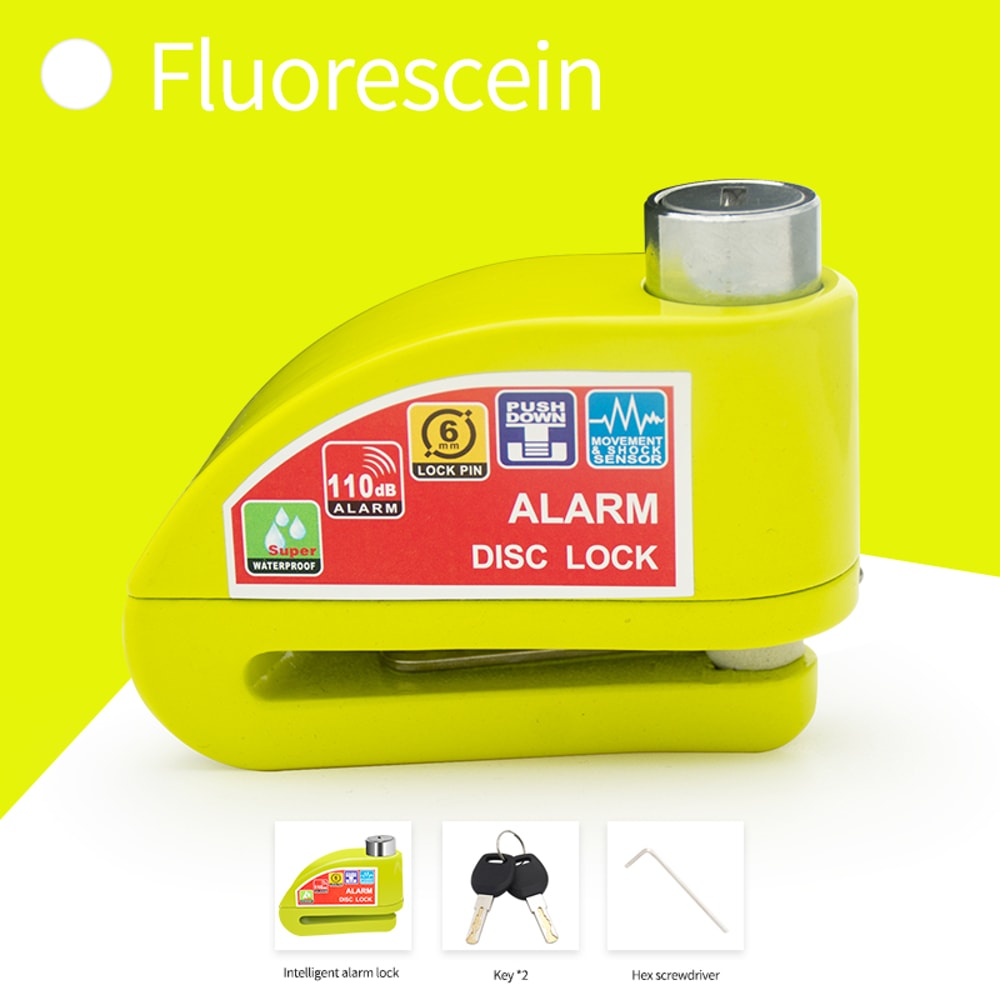 Motorcycle Bicycle Alarm Lock Anti Theft Disc Brake Lock With 120dB Alarm Vibration Sensor Key Sec 6