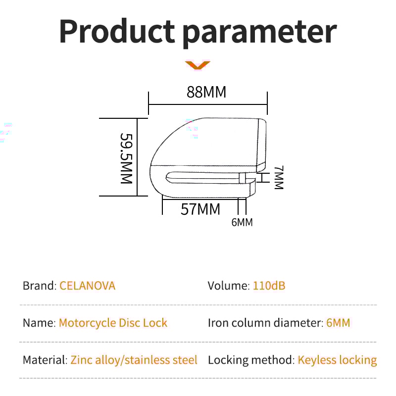 Motorcycle Bicycle Alarm Lock Anti Theft Disc Brake Lock With 120dB Alarm Vibration Sensor Key Sec 4