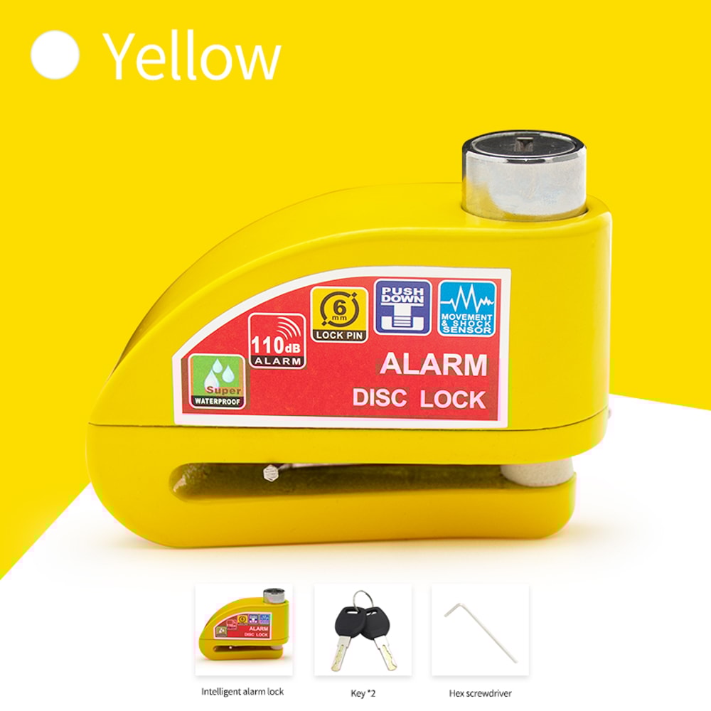 Motorcycle Bicycle Alarm Lock Anti Theft Disc Brake Lock With 120dB Alarm Vibration Sensor Key Sec 8