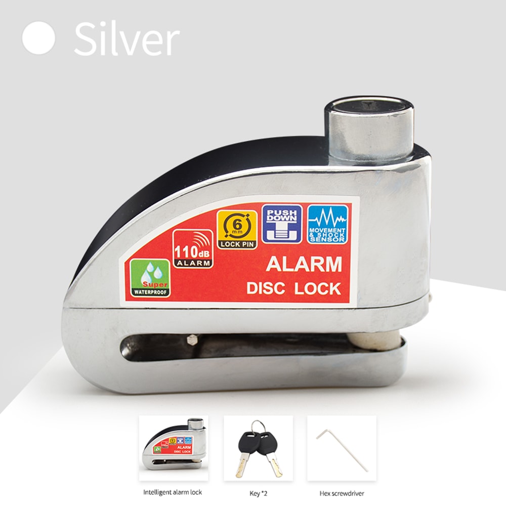 Motorcycle Bicycle Alarm Lock Anti Theft Disc Brake Lock With 120dB Alarm Vibration Sensor Key Sec 11
