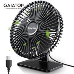 gaiatop portable usb desk fan, 90° adjustable, ultra-quiet 4-speed cooling fan for home, office & travel
