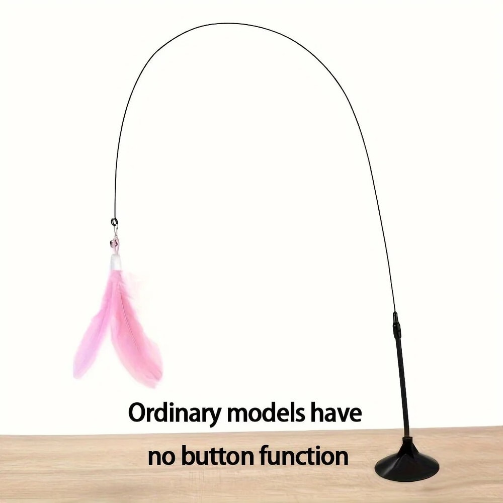 Interactive Cat ToyFeather Wand With Bell Long Suction Cup PoleStimulating Teaser Toy For Playful 9