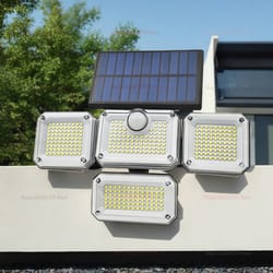 led solar lights outdoor motion sensor ip65 waterproof adjustable head wall lamp for garden, yard, patio & security