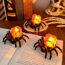 halloween spider light - scary led night light for indoor/outdoor horror decor, haunted house party supplies, and themed