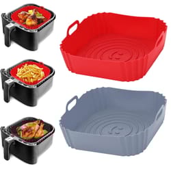 reusable silicone air fryer pan liner,universal baking tray & pizza basket accessory for oil free fried chicken & snacks