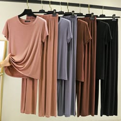 summer modal pajama sets for women, lounge cute sleepwear, short sleeve casual nightwear