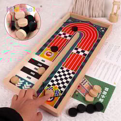 wooden board game set, disc battle game, curling game for adults, family entertainment interactive