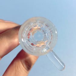 honeycomb glass bowl, transparent, handmade, unique craftsmanship, perfect for your smoking collection