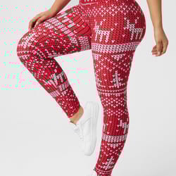 christmas print women leggings, slim elastic bottoms, hip lifting tummy tuck, festive style outdoor tights