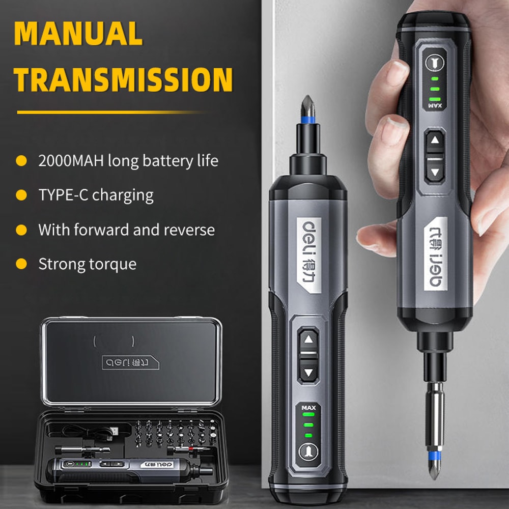 USB Rechargeable Mini Electric Screwdriver Adjustable Torque LED Light