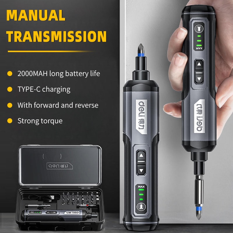 USB Rechargeable Mini Electric Screwdriver Adjustable Torque LED Light