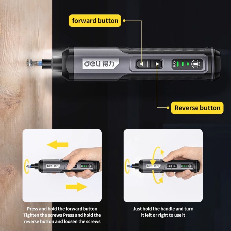 USB Rechargeable Mini Electric Screwdriver Adjustable Torque LED Light