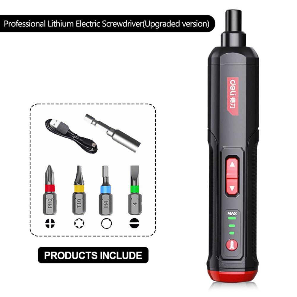 USB Rechargeable Mini Electric Screwdriver Adjustable Torque LED Light
