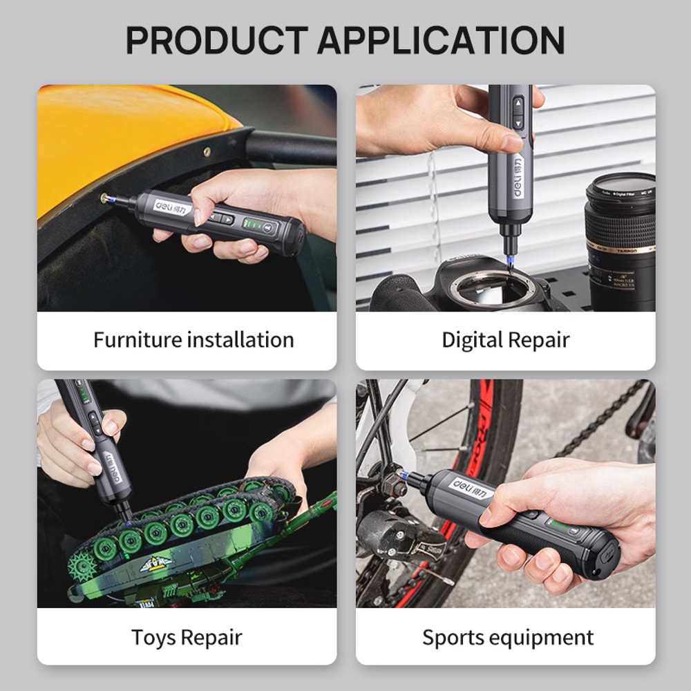 USB Rechargeable Mini Electric Screwdriver Adjustable Torque LED Light