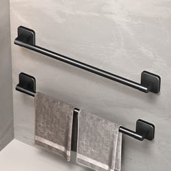 self adhesive bathroom towel rack no drilling required, sturdy towel holder & rail in white & black, space saving design