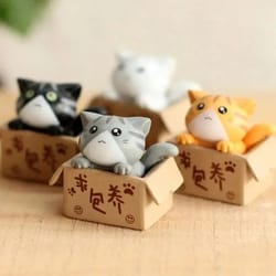 4pcs mini cat ornament cute kawaii garden kitten statue gift for kids, baby room & home decor