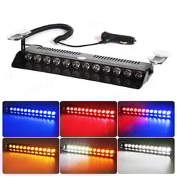 12 led car strobe light, emergency warning beacon for windshield trailer, waterproof flash signal for vehicles