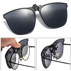men's polarized clip-on driving glasses, night vision, anti-glare, vintage square sunglasses
