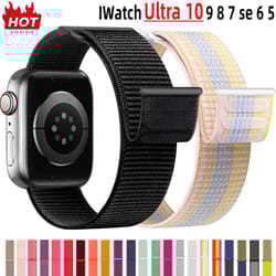 nylon loop watch band for apple watch ultra, adjustable breathable strap for iwatch series
