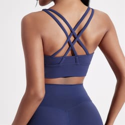 solid color cross back sports bra for women, high strength fitness tight top, gym & yoga underwear with chest pad