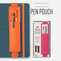 pu leather pen bag for notebook, elastic buckle pen case for office, stylish stationery organizer, back to school gift