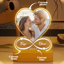 personalized anniversary couples gifts for women and men, custom acrylic heart picture frame with photo, custom acrylic spotify