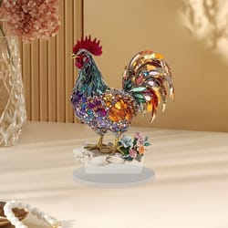 creative colorful beautiful rooster ornament 2d flat acrylic mascot statue for home bookshelf, office desk & friend gift