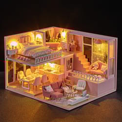 diy baby house mini miniature doll house kit, home bedroom decoration, princess toys with furniture included