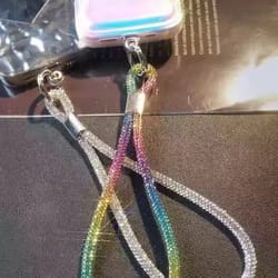 crystal glitter phone lanyard, wrist strap keychain, anti lost rope for iphone 16 samsung, universal bling hanging cord