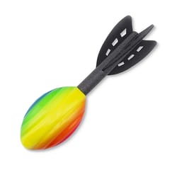 rainbow foam rocket launcher toy for kids, outdoor spiral flying toy, long distance hand thrown rocket, fun football