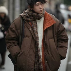 maillard retro down jacket, unisex autumn winter coat, warm loose fit, casual versatile trendy jacket