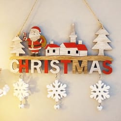 snowman santa claus, christmas letter door sign, wooden pendant handicraft, deer home decoration