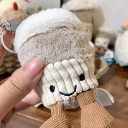 cute plush toy doll coffee cup keychain pendant accompanying bag doll