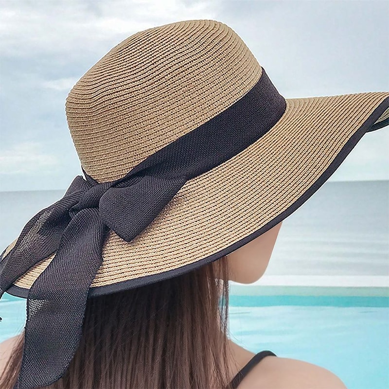 Lightweight Summer Beach Hat Foldable Sun Protection Straw Hat for Women