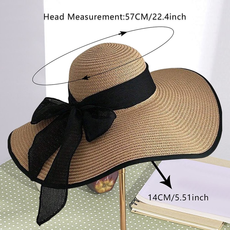 Lightweight Summer Beach Hat Foldable Sun Protection Straw Hat for Women