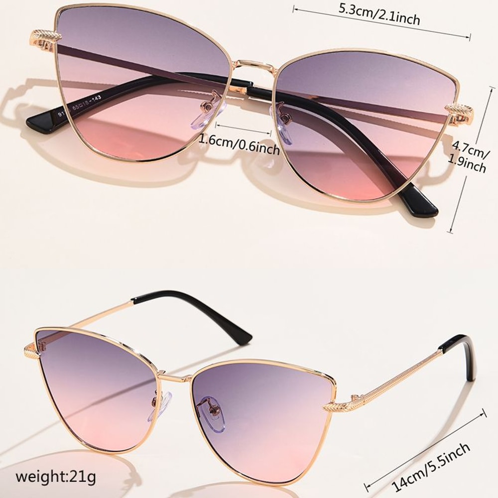 Triangle Metal Frame Sunglasses For Women Trendy Cat Eye Small Fashion Sun Glasses UV400 Streetwear 11