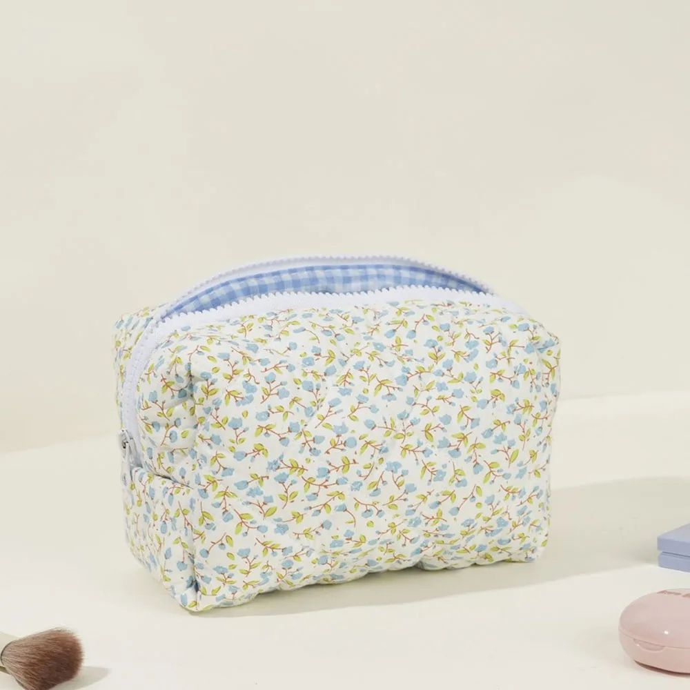 Floral Puffy Quilted Makeup Bag Large Travel Cosmetic Pouch With Storage Organizer Perfect For Make 6