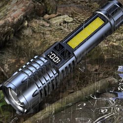 powerful led flashlight high power type c rechargeable cob flashlight with side light for outdoor, emergency & survival