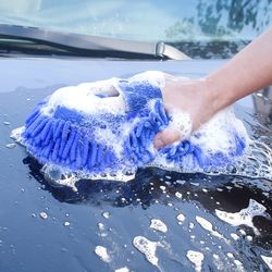 car wash sponge & cleaning pad, soft microfiber brush for safe, scratch-free car care