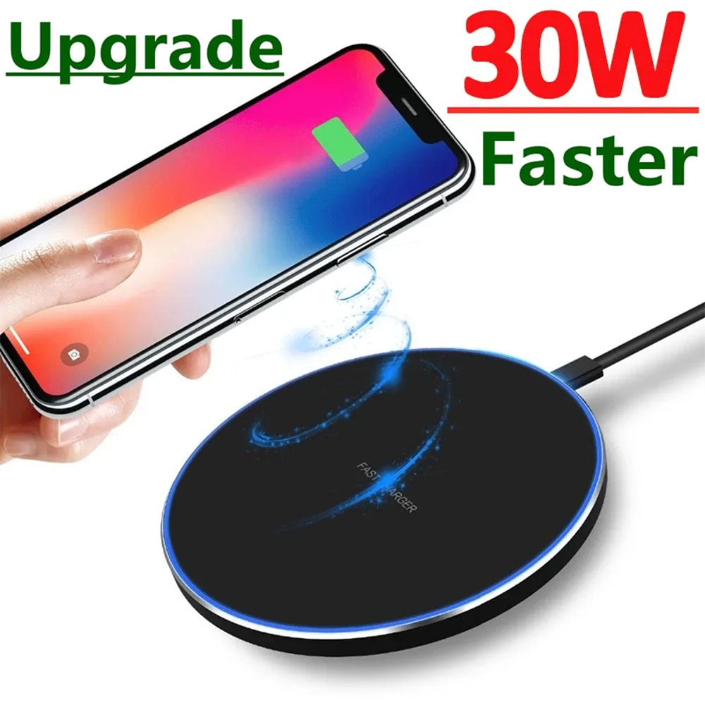 Upgrade Fast Wireless Charging Station 30W Wireless Charger Pad for iPhone Samsung Xiaomi Huawei