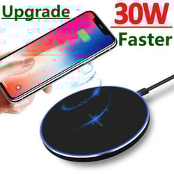 upgrade fast wireless charging station 30w wireless charger pad for iphone, samsung, xiaomi, huawei phones