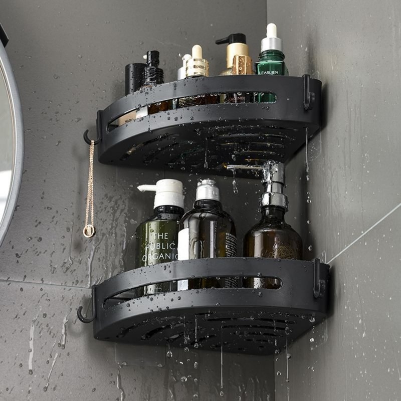 No Punching Required Bathroom Shampoo Holder Shower Caddy Storage Shelf for Towels Toiletries