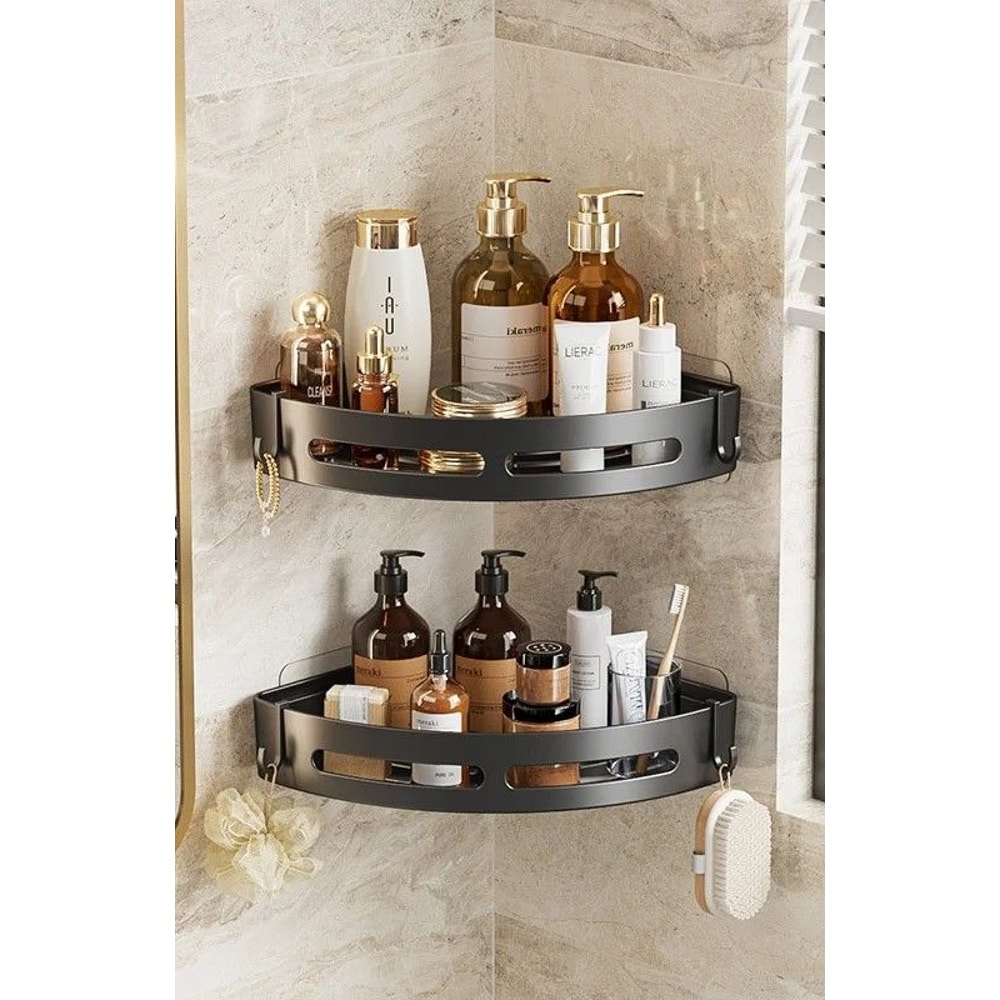 No Punching Required Bathroom Shampoo Holder Shower Caddy Storage Shelf for Towels Toiletries