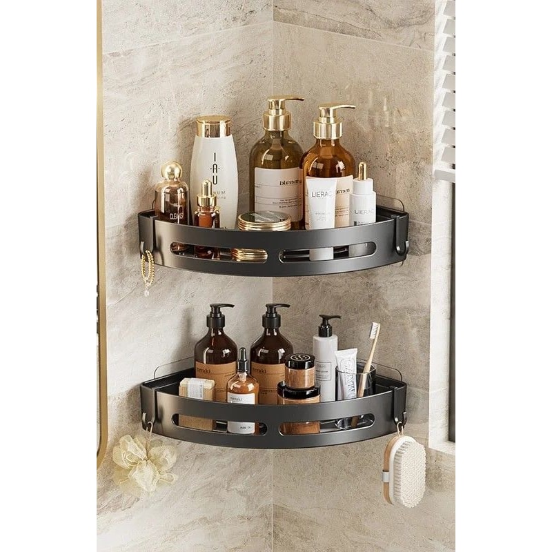 No Punching Required Bathroom Shampoo Holder Shower Caddy Storage Shelf for Towels Toiletries